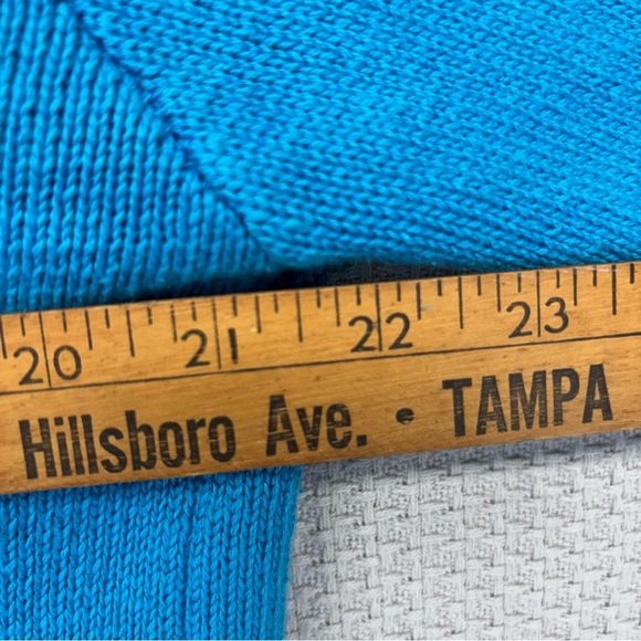 Vtg Storybook Knits Blue Dog Cardigan Sweater Med Cardigan Doggies Bone Buttons - Picture 6 of 10